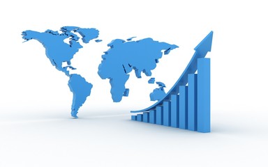 3d rendered Business graph in white background