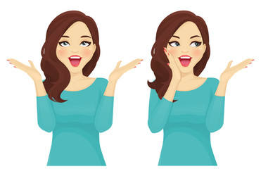 Surprised shocked woman set vector illustration isolated