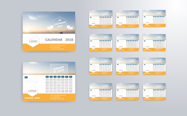 Naklejka na ściany i meble illustration of 2018 calendar template