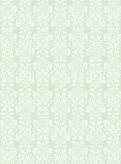 Elegant white flowers pattern textured green wallpaper background
