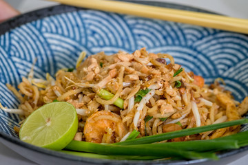 Close up Homemade Pad Thai Ramen . (selective Focus)