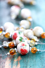 Handmade jewelry necklace of ceramic clay.