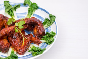 Close up Homemade Hot Wings. (selective Focus)