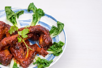 Close up Homemade Hot Wings. (selective Focus)