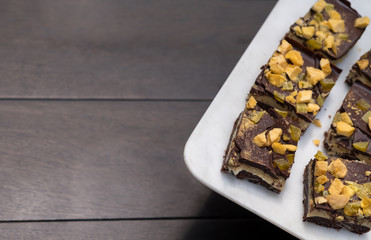 Close up Homemade Mango Chocolate Bars. (selective Focus)