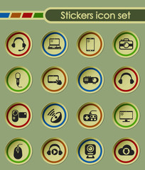 hi tech round sticker icons for your creative ideas