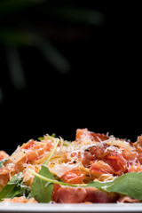Close up Homemade Carbonara Pasta. (selective Focus)