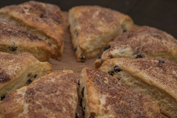 Close up Homemade Blueberry Cream Scones. (selective Focus)