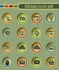 seo round sticker icons for your creative ideas