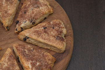 Close up Homemade Blueberry Cream Scones. (selective Focus)
