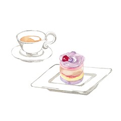 紅茶とピンクのプチケーキ