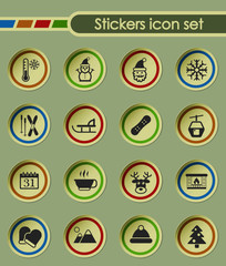 winter round sticker icons for your creative ideas