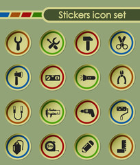 work tools round sticker icons for your creative ideas