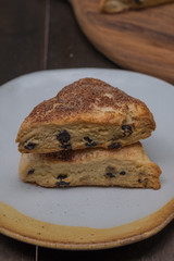 Close up Homemade Blueberry Cream Scones. (selective Focus)