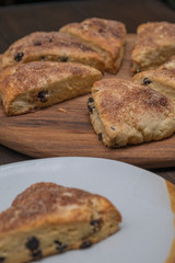 Close up Homemade Blueberry Cream Scones. (selective Focus)