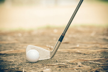 Play golf in OB or out of ball ,sport concept