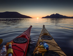 Kayak couple viewing the sunset