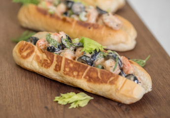 Close up Homemade shrimp Roll. (selective Focus)