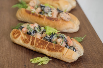 Close up Homemade shrimp Roll. (selective Focus)