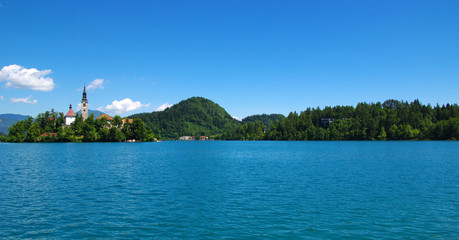 Landscape Lake Bled and mountains
