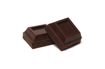 Chocolate pieces on a white