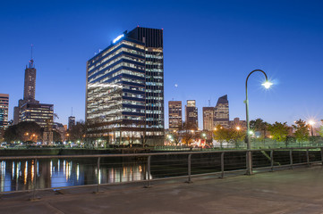 buildings in city at night