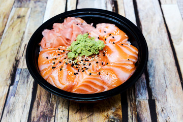japanese food Mix Sashimi Chirashi Rice Bowl