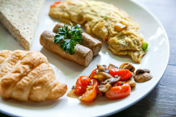 english breakfast on white plate