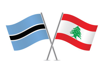 Botswana and Lebanon flags.Vector illustration.