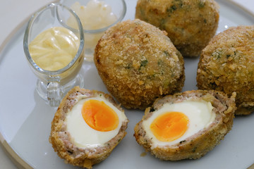 Close up Homemade  Scotch Eggs. (selective Focus)