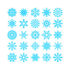 Set of Christmas and New Year snowflakes