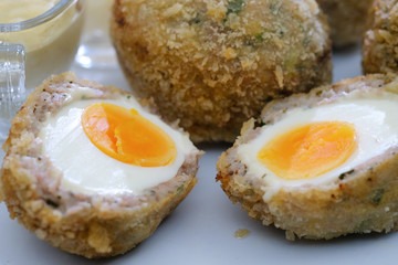 Close up Homemade  Scotch Eggs. (selective Focus)