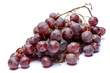 red or pink grapes isolated on white