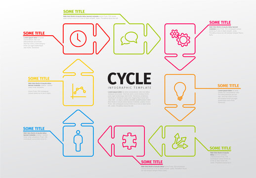 Cycle Infographic with Outlined Arrow Business Icons