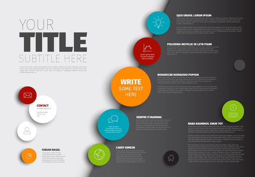 Light and Dark Diagonal Infographic with Colorful Circles 