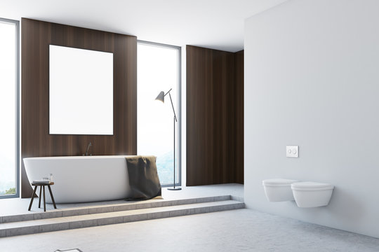 White and wooden bathroom, poster side
