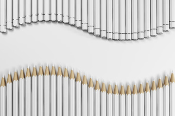 White pencils wave, top view