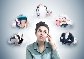 Pensive African American woman, career choice