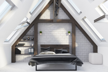 Attic bedroom interior