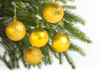 Fototapeta na wymiar Christmas decorations golden color