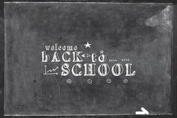 School board with text written in chalk, Back to school. illustration