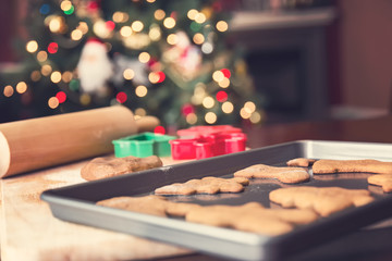 Making Christmas gingerbread cookies 