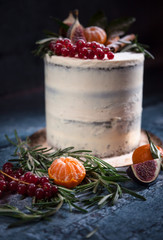 Christmas cake with fruits and berries
