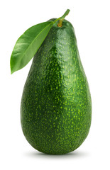 Avocado with leaf isolated