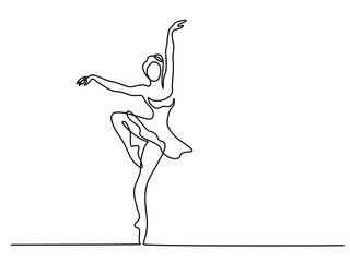 Continuous Line Art Drawing. Ballet Dancer ballerina. Vector Illustration