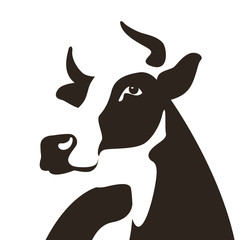 cow head flat style vector illustration profile
