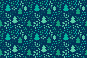 Endless Christmas Pattern with Christmas Trees