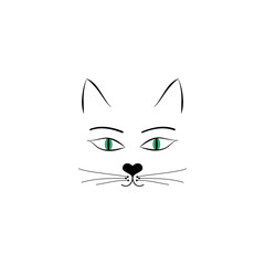 Fototapeta premium Head cat sign on white background