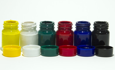 Bottles poster color isolated on white background