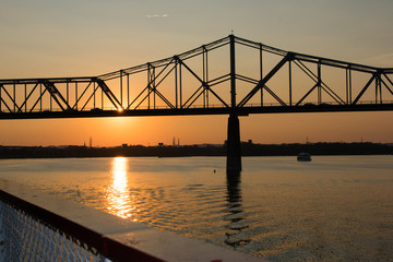 Sunset Over Bridge on Ohio River